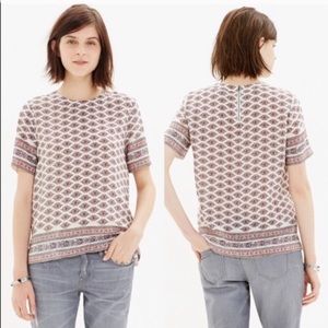 Madewell Short Sleeve Silk Print Blouse